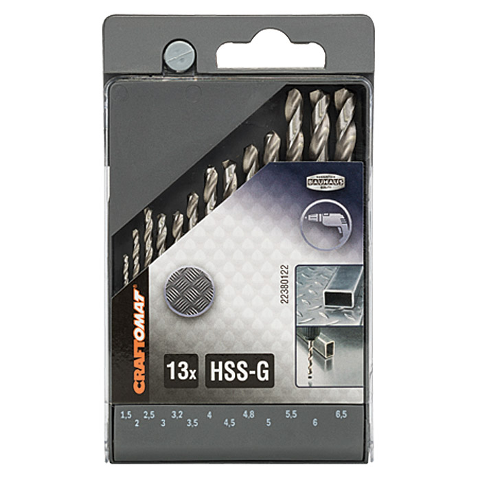 Craftomat Cassetta per punte HSS-G 13 pezzi