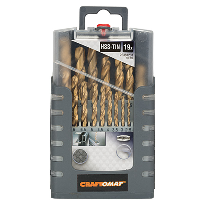Cassette Gripbox pour forets HSS-TiN Craftomat 19 pces