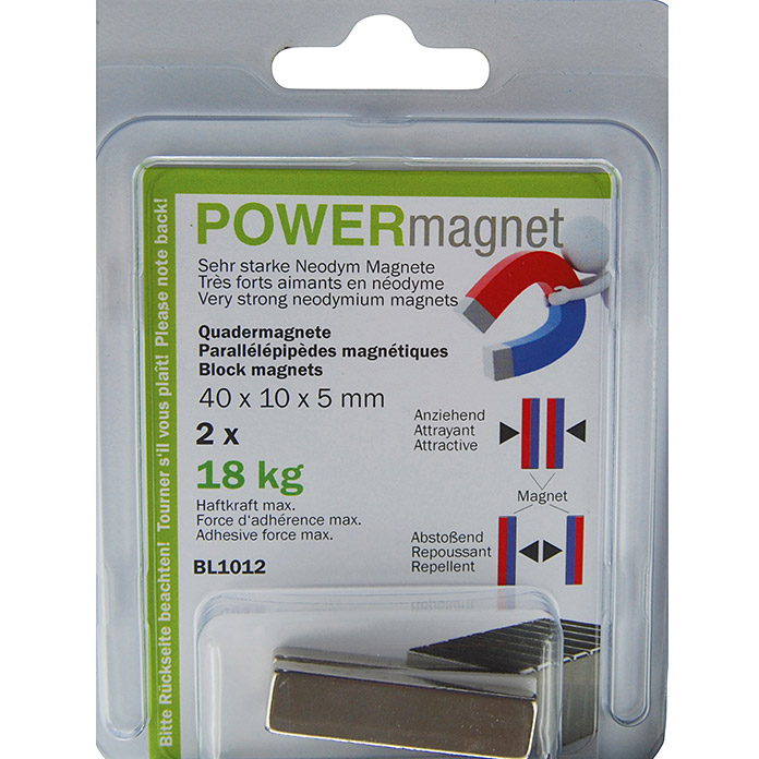 Magnete POWER con forma a cuboide 40x10x5 mm