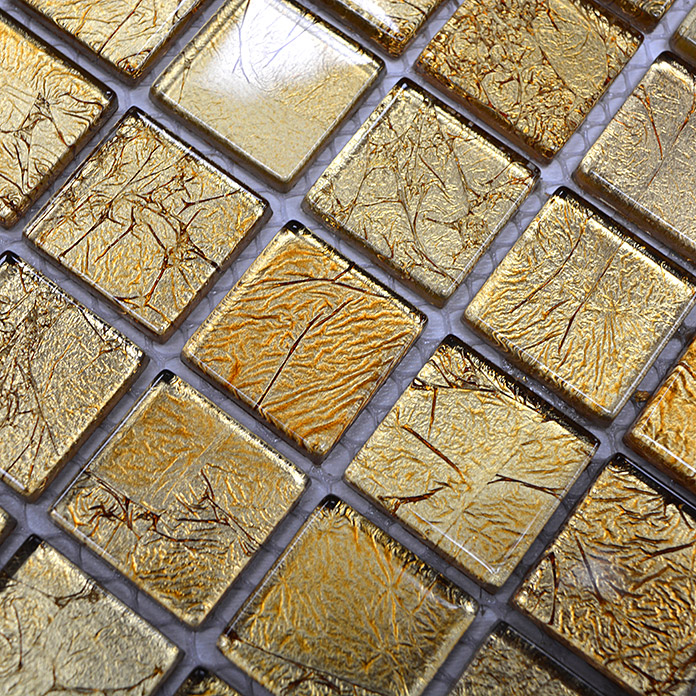Piastrelle per mosaico quadrate Crystal Uni dorate