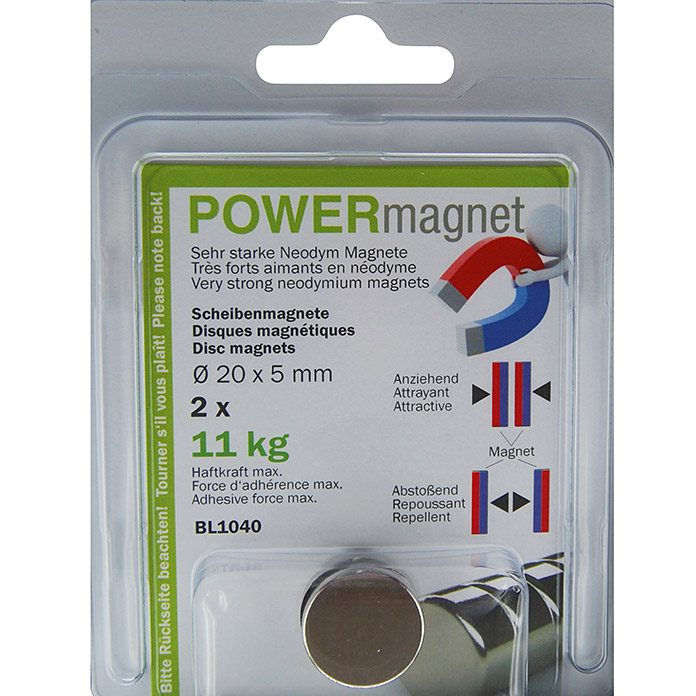Magnete POWERmagnet a forma cilindrica 20x5 mm