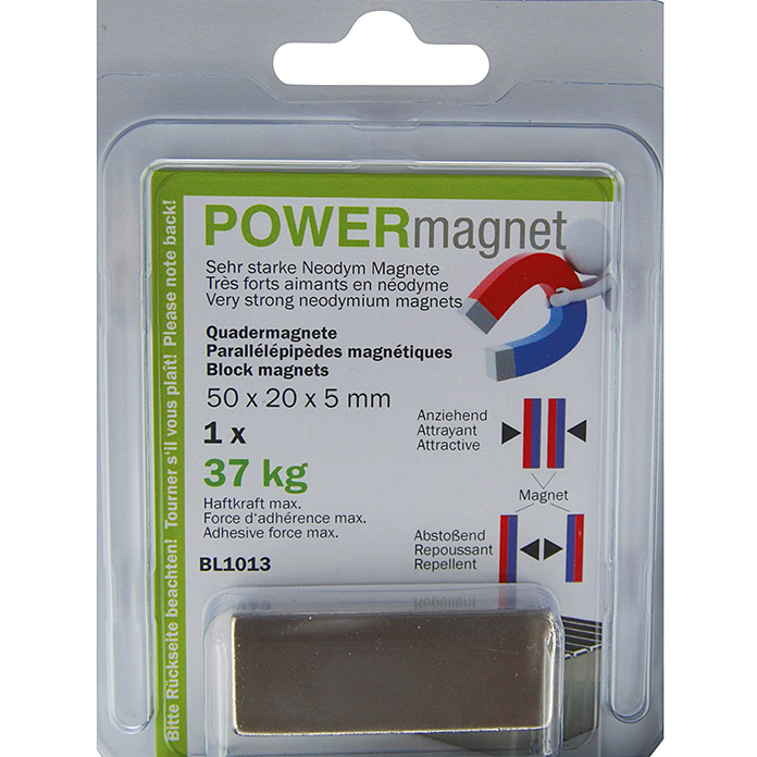 Magnete POWER con forma a cuboide 50x20x5 mm