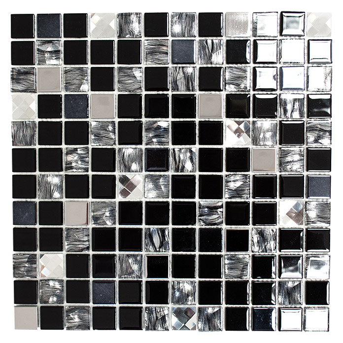 SAM Mosaico autoadesivo in vetro nero misto