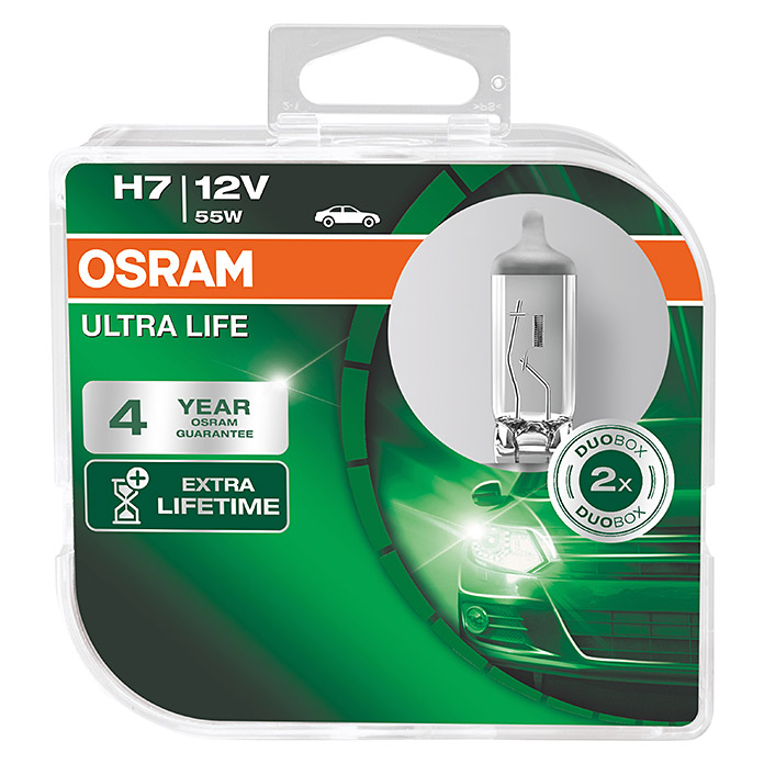 OSRAM Scheinwerferlampe Ultra Life H7 Duobox 