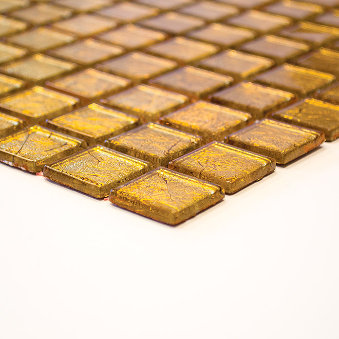Piastrelle per mosaico quadrate Crystal Uni dorate