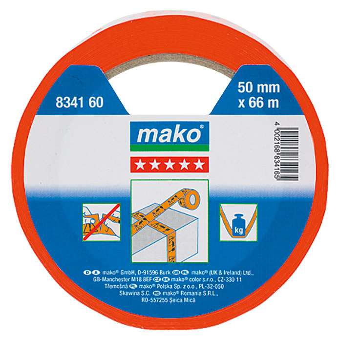 Adhésif d'emballage avec pictogrammes mako