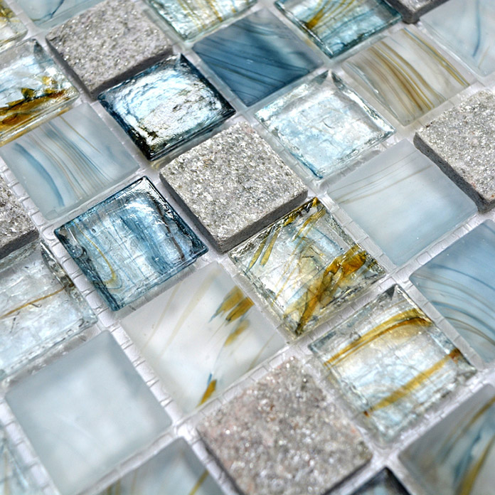 Mosaico quadrato cristallo/pietra