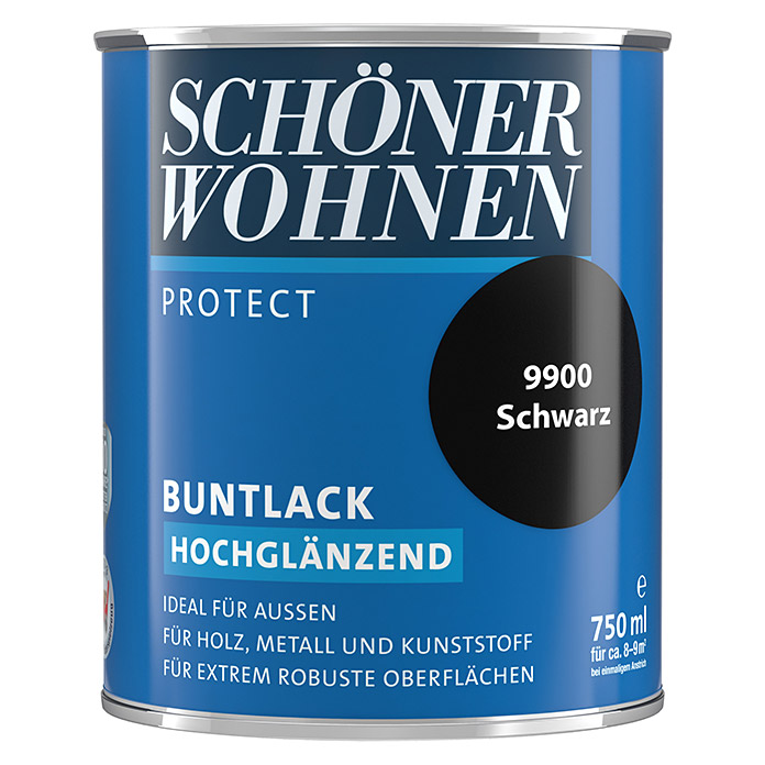 SCHÖNER WOHNEN PROTECT laque couleur noir brillante