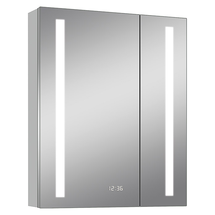 Armoire de toilette LED Aluminio Sun 60 (l x h: 60 x 70 cm, avec éclairage,  aluminium)