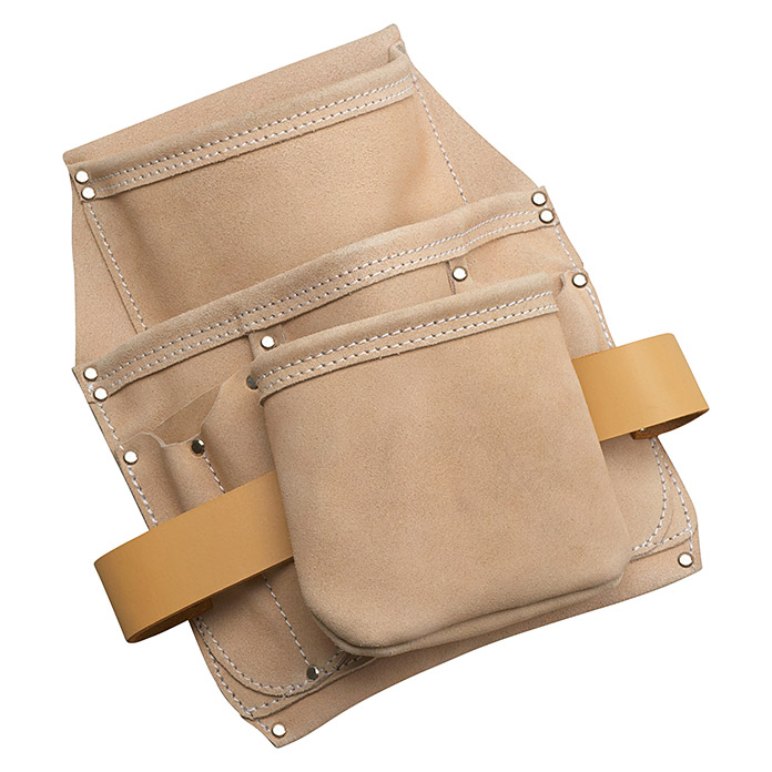 Pochette porte-outils ceinture (3 grandes poches, cuir)