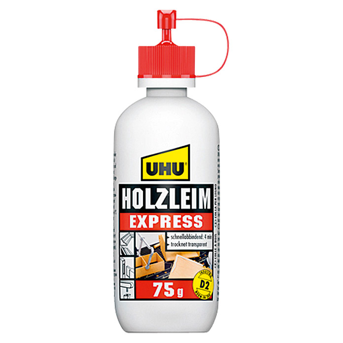 UHU Colla per legno Express (75 g, senza solventi, colla bianca)