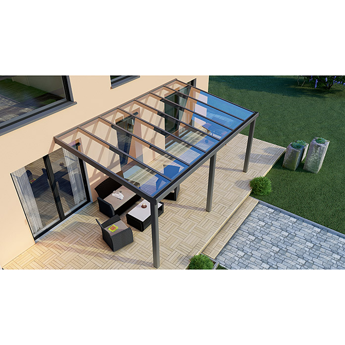 Copertura per terrazza Special Edition 5 x 3.5 m vetro stratificato di sicurezza trasparente