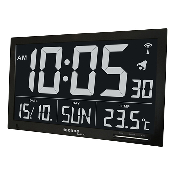 Orologio digitale radiocontrollato da parete Jumbo-LCD (36,8 x 22,8 cm,  nero)