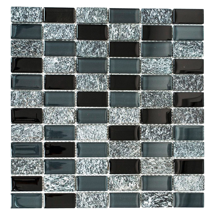 Mosaico in vetro con pietra naturale nero/grigio
