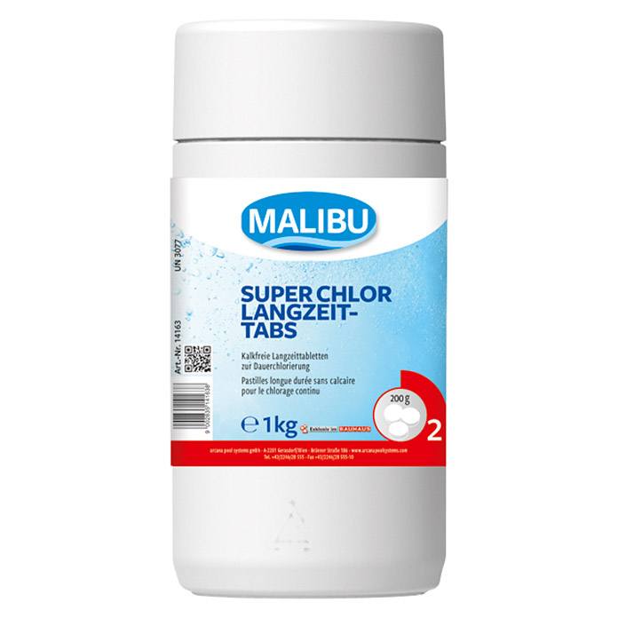 Tablettes de chlore longue durée Malibu Super 1 kg
