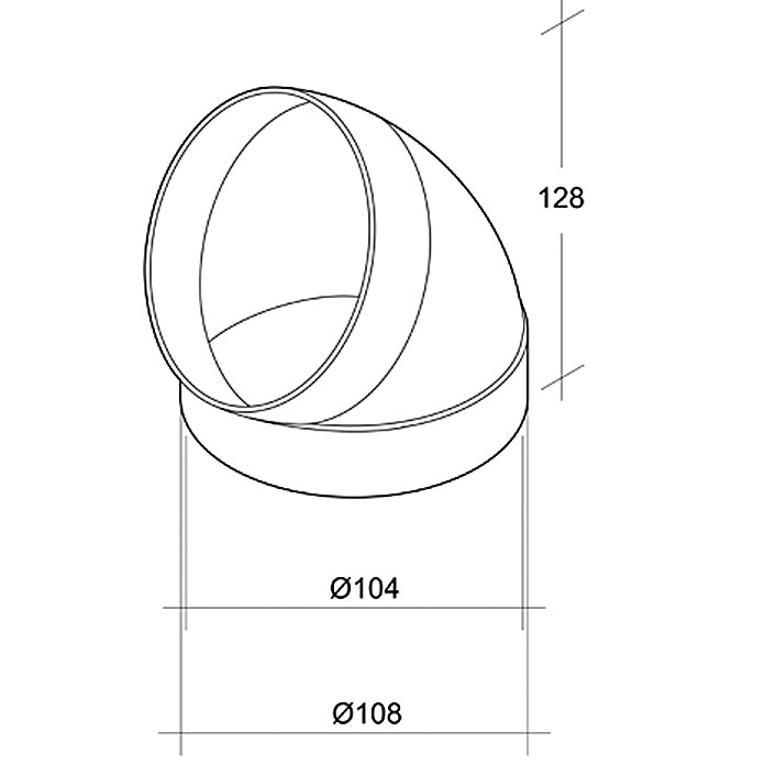 Air-Circle Curva per tubo tondo Ø 100 mm 45°