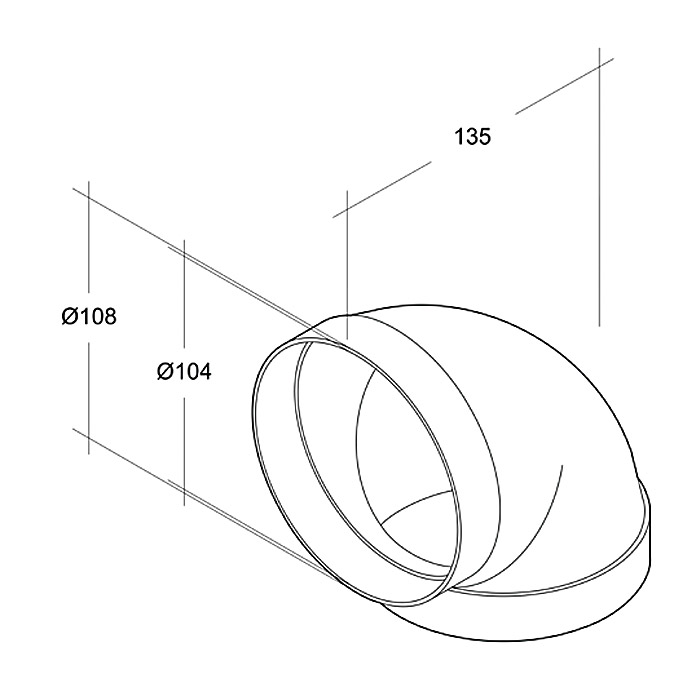Air-Circle Curva per tubo tondo Ø 100 mm 90°
