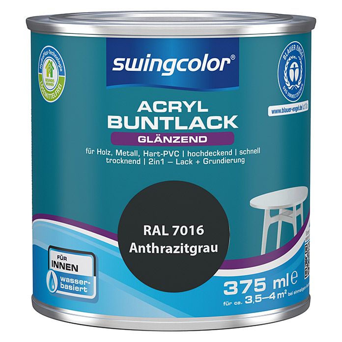 swingcolor Acryl Buntlack Anthrazitgrau glänzend