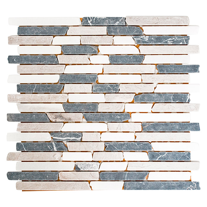 Natursteinmosaik Brick Beige/Grau/Weiss