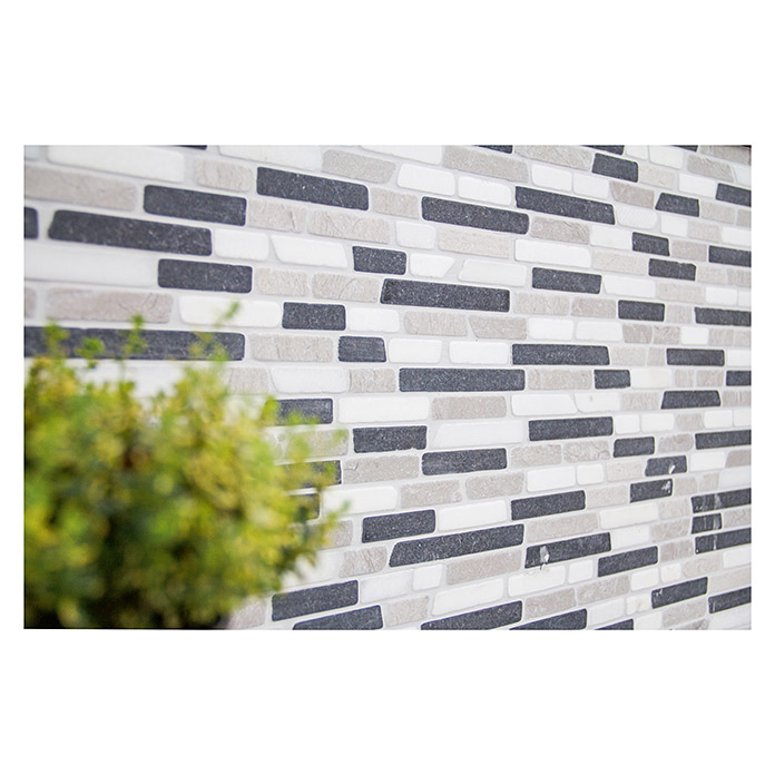 Natursteinmosaik Brick Beige/Grau/Weiss