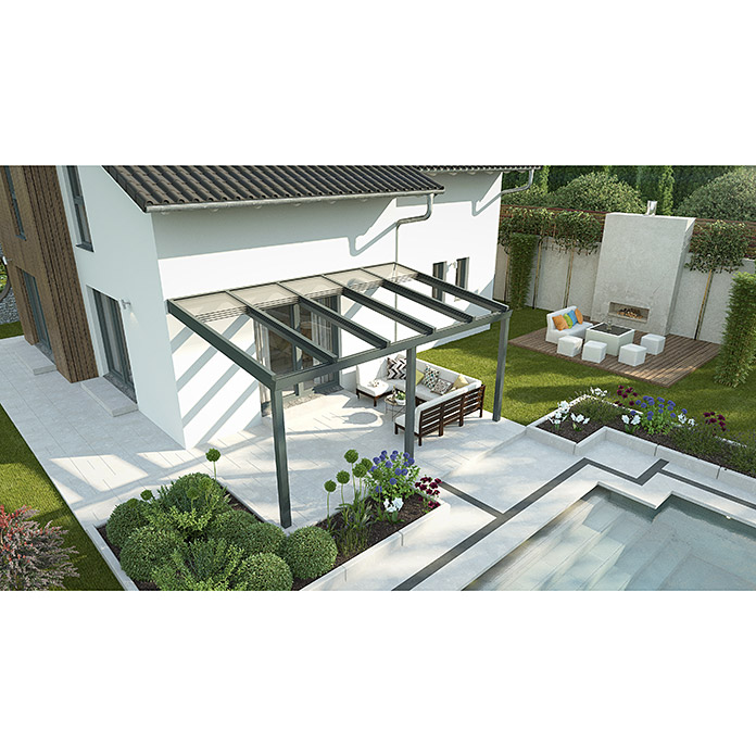 Auvent de terrasse Special Edition avec toit coulissant 5 x 3.5 m