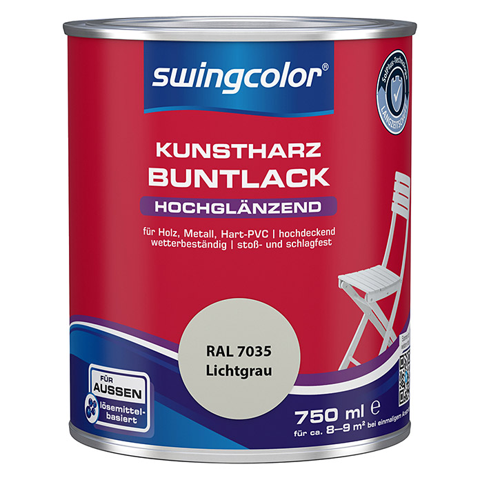 swingcolor Kunstharz Buntlack Lichtgrau hochglänzend
