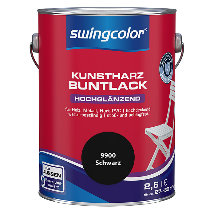 swingcolor Kunstharz Buntlack Schwarz hochglänzend