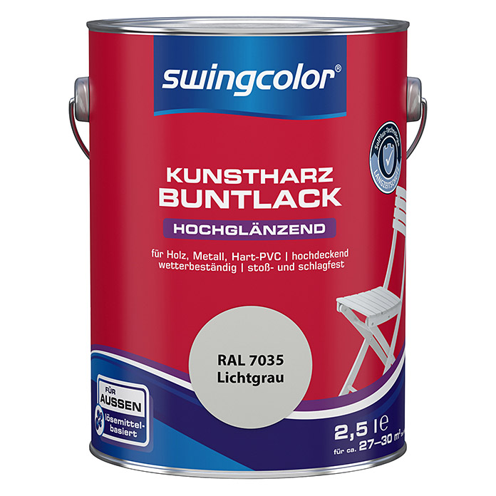 swingcolor Kunstharz Buntlack Lichtgrau hochglänzend